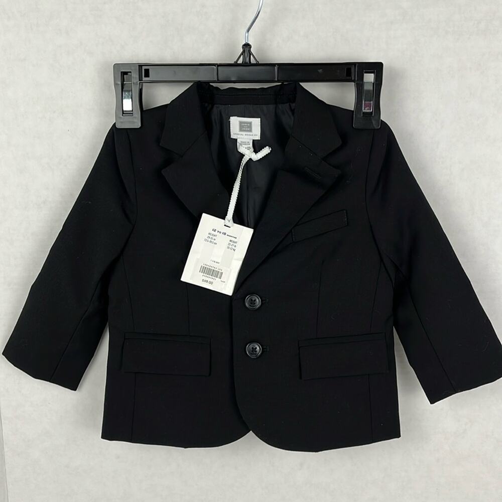 Janie and Jack Baby Blazer 12-18M Black Jacket Sport Coat Special Occasion Wool